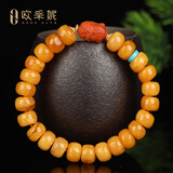 欧采妮蜜蜡手串天然琥珀老蜜蜡圆珠貔貅和田玉碧玉多宝手链送生日礼物 A7839桶珠南红佛头手串