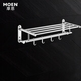 摩恩（MOEN）不锈钢卫生间挂件浴巾架浴室毛巾架纸巾架卫浴置物架浴室五金挂件 不锈钢可折叠双层浴巾架