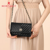 梦特娇（MONTAGUT）2025包包女包牛皮小香风单肩包简约女包斜挎女士包母亲节礼物 黑色小号R7512024021