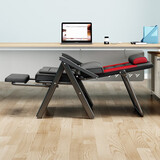 宝星办公室躺椅午休折叠家用休闲懒人电脑椅宿舍午睡靠背椅子 纯黑款+保温垫+后支撑(配腰垫）