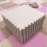 飞嘟乐拼接泡沫地垫地毯绒面 床边地毯卧室拼接ins风大面积满铺可裁剪 棉绒米白色 30*30*1cm环保厚底一个【带边条】十个装