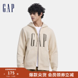 Gap男女装2024秋季新款印花字母logo抓绒连帽卫衣休闲660128外套 米色 165/88A(S) 亚洲尺码