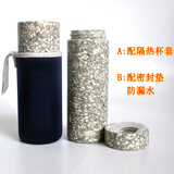 鸣泉中华麦饭石全石头直杯天然麦饭石茶杯带盖手工一体挖空制作