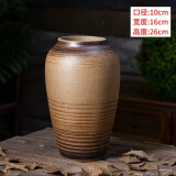 景德镇陶瓷花瓶摆件客厅插花落地高级感种花盆大复古陶罐水养中式 封釉黄中号（不含花）可水培