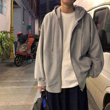 艾漫登 开衫卫衣外套男士港风宽松休闲长袖春秋冬季25款运动连帽衫夹克 灰色 XL 115-140斤优先发货