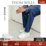 THOM WILLS【雷军同款】厚底小白鞋男增高真皮商务透气板鞋休闲皮鞋冬季男鞋 雾面牛皮G931-1 9.5 /45码