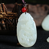 玉菲雅十二生肖玉吊坠男玉石玉牌项链龙牌属相女玉挂件守护神白玉坠玉器 中款生肖龙