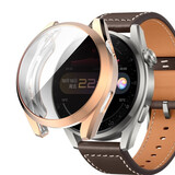 韩默 适用华为watch3 pro new手表保护套表盘全包屏保膜电镀TPU防摔软壳高清 玫瑰金 华为watch3 pro 【48mm适用】