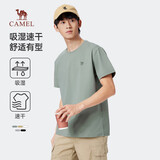 骆驼（CAMEL）情侣休闲T恤男女士透气户外运动圆领印花百搭短袖夏季M13BZ00103