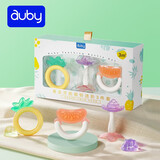 澳贝（auby）婴儿牙胶小蘑菇安抚硅胶磨牙宝宝防吃手玩具咬咬乐牙咬胶摇铃 【新品】果冻牙胶摇铃进阶3件套