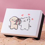 仙洛瑾线条小狗礼物盒高级感礼品包装盒围巾大号可爱创意生日礼盒空盒子 白色款C+礼袋+拉菲草+贺卡 5号27*19*9.5cm