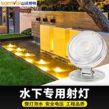 山沃照明水底灯LED12V24V水下灯水池景观灯鱼池灯水景灯喷泉灯七彩 3W 暖白光（12/24V通用）