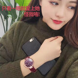 西亚尼（CIRNI）女士手表女表时尚潮流简约钢带休闲石英表镶钻防水真皮带腕表 皮金紫