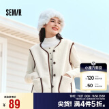 森马（Semir）马甲女撞色简约复古叠穿冬季2024仿麂皮仿羊羔毛外套109724103001