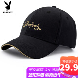 花花公子（PLAYBOY）帽子棒球帽男女鸭舌帽防晒遮阳帽时尚休闲情侣嘻哈帽 金边手写款【大小可随意调节】