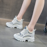 莱然休闲鞋内增高女鞋子小白鞋舒适运动单鞋透气单鞋2025春秋季新款潮 灰色 37