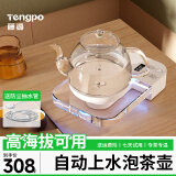 藤婆（tengpo）底部上水烧水壶水晶电热水壶涌泉式全自动断电泡茶壶专用家用恒温玻璃烧水器煮茶器A908 0.8L 自动上水（接桶装水）