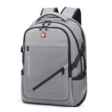 CROSSGEAR瑞士军士刀双肩背包男商务大容量出差旅行休闲17吋笔记本电脑书包 17.3英寸差旅旗舰款-灰色