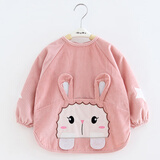 识恩宝宝罩衣防水防脏儿童围裙外反穿衣口水巾婴儿吃饭围兜围衣1-3岁 立体兔皮红 90(15码建议1-2岁)