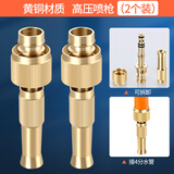 陆康园林黄铜喷嘴浇花增压喷头铜奶嘴直喷水枪洗车浇花快接头 (4分)黄铜高压直喷枪【两个装】