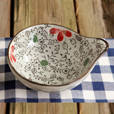 LICHEN日式陶瓷异形料碟酱醋碟调味碗和风系列餐具釉下彩手绘 大红花把手味碟