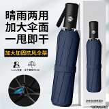 冇力 雨伞自动遮阳伞太阳伞晴雨两用折叠伞防紫外线黑胶伞 8骨藏青
