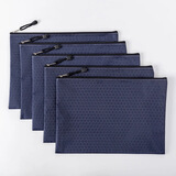 贝多美（BeiDuoMei） 足球纹文件袋票据球状帆布加厚文件袋拉链袋资料袋大容量试卷收纳袋多层 藏蓝 A5规格24*18cm 5个