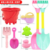 麦乐宝儿童沙滩玩具套装铲子和桶玩沙土男女孩沙漏宝宝挖沙子决明子工具 城堡小桶6件套+40cm双塑料铲 沙滩玩具