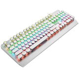 美尚E族蒸汽青轴朋克机械键盘鼠标套装台式电脑办公笔记本USB有线发光游戏外设绝地求生吃鸡电竞专用外设 【升级版 】电镀朋克字符透光带手托-白色