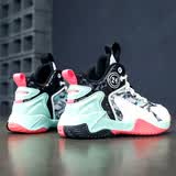 李宁热断码科比男童鞋2026新款春季儿童篮球鞋学生旋转防滑中大童运动鞋 白黑 38