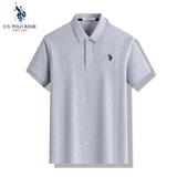 U.S. POLO ASSN.polo衫男短袖夏季保罗商务休闲翻领男装上衣t恤浅花灰2XL
