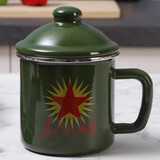 欧丽家注意容量珐琅搪瓷搪瓷杯子大茶缸家用大容量厚怀旧老式铁瓷茶缸子 10cm军绿色 700ml 1只