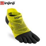 injinji五指袜短筒薄款coolmax吸汗速干防水泡健身跑步袜分脚趾袜 柠黄 S（37-40）