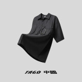 TAGD中國官方品牌店 日系休闲短袖夏季简约纯色情侣款衬衫男女同款 黑色（款式偏宽松） XL （建议身高180-185）