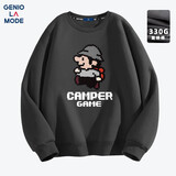 GENIOLAMODE卫衣男士春季圆领无帽潮牌青少年男生时尚套头长袖上衣 深灰 3XL