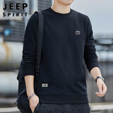 JEEP SPIRIT吉普卫衣男春秋季韩版休闲长袖T恤男圆领男装 黑色 3XL