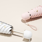 左都（ZUODU）雨伞女黑胶遮阳伞太阳伞防晒防紫外线折叠伞晴雨两用五折胶囊伞  珊瑚粉-满天星