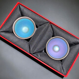 建缘天成 建盏茶杯彩金束口6.5口径小盏陶瓷杯子品茗杯一口杯茶盏 兰紫对杯(两只礼盒装)