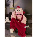 丑鱼睡衣加厚连帽大码搞怪连体睡衣女男秋冬季加厚保暖情侣家居服 粉红丑鱼睡衣 XL 168-173cm（高品质）