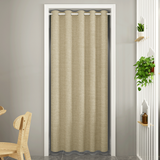 挑三拣四 门帘免打孔北欧卧室门帘厨房隔断帘卫生间加厚遮挡帘试衣间布艺帘子 米色仿麻布（大孔） 宽150*高180cm加75-110cm杆加绑带