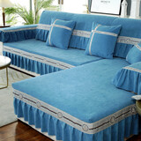 索菲娜 沙发垫坐垫防滑沙发套罩四季通用沙发垫子 YZ容萱-深蓝色(织带8+裙摆18) 一片(80+裙摆18cm)*80cm