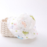 李晨曦（Lichenxi）宝宝帽子夏季薄款大檐男女童遮阳渔夫帽可调节春夏婴儿防晒太阳帽 贝乐恐龙网盆帽  白色 参考5个月-4岁  头围44-52cm