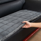 原梦城堡毛绒沙发垫四季通用办公室实木皮沙发垫子防滑加厚红木沙发坐垫套 加厚格子绒灰色 50*50cm