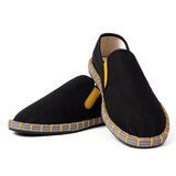 布仆绣艺布鞋千层底老北京布鞋男纯手工一脚蹬懒人鞋男士低帮大码舒适透气 黑黄 42 ( 偏小一码)