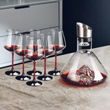 格娜斯（CRISTALGLASS）高级感勃艮第红酒杯套装醒酒器家用葡萄酒高脚杯轻奢高档水晶酒具 黑领结460ml6只+冰山瀑布醒酒器