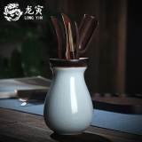 龙寅 汝窑茶道六君子套装功夫茶具配件茶夹茶勺摆件陶瓷汝窑茶器 汝窑茶道六君子
