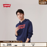 Levi's【情侣同款】李维斯连帽卫衣oversize落肩LOGO印花 藏蓝色 19622-0007 M