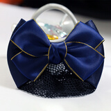 千宝莱职业头花发网女工作细网网兜护士银行空姐服务员空乘气质黑色发夹 金边蝴蝶结-细网