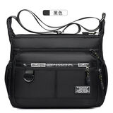 沁度单肩包男士防水尼龙包牛津帆布休闲旅行大容量斜挎包防水学生包潮 H黑色共七个口袋-超大容量