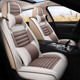 布兰特 汽车座套全包布艺座垫仿亚麻坐垫四季通用座椅套垫卡通座包五座 A31咖啡色-豪华版